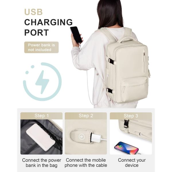 Beige Large Airline Approved Carry On Waterproof Business Work Custom Travel Bag for Women Men