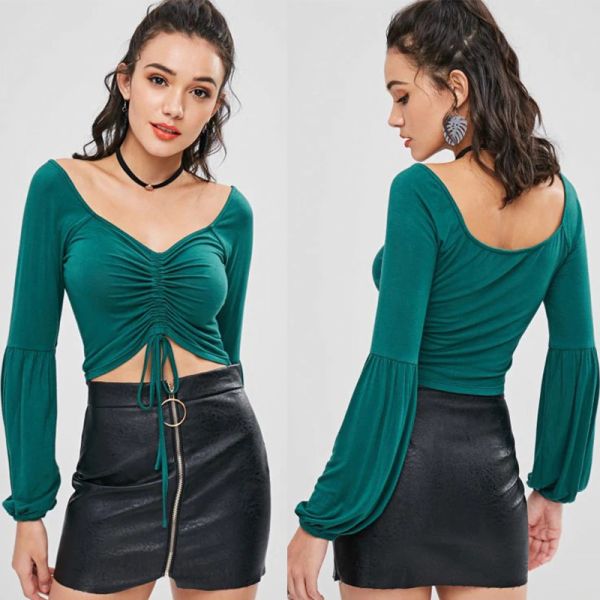 Buy Women Clothing V Neck Women Blouse Long Sleeve 2018 at wholesale prices