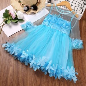 Children's Dress Clothing Girls Sweet Lace Mid Sleeve Tulle Princess Dress