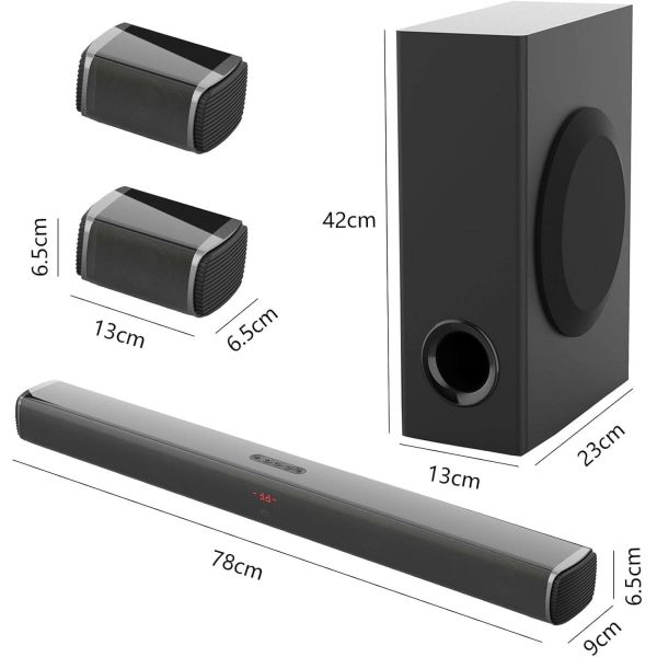 4-Speaker 250W Wireless Bluetooth Soundbar Multiple Input Options