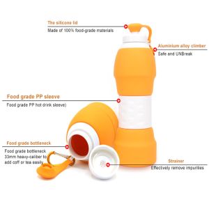 Eco Friendly 580ML Unique Squeeze Silicone Sports Bottle