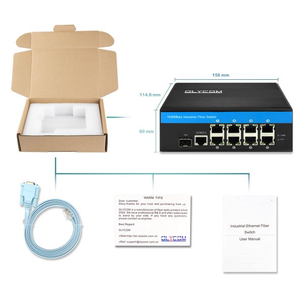 8 Port Industrial Managed PoE Switch 240W Gigabit LAN Layer 2 VLAN ERPS Ring CE DIN Rail