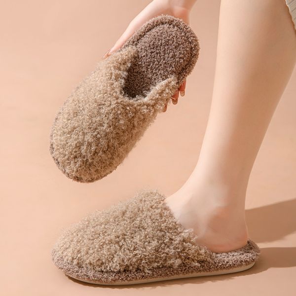 Colorful Fluffy Upper Women's Indoor Slippers Warm Comfy Memory Foam House Slippers