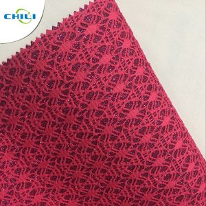 China Wholesale Eco-Friendly Synthetic Mesh Glitter shoe Leather on sale