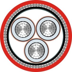 High Voltage XLPE Insulated 3 Phase Armoured Cable With Copper Tape Screen