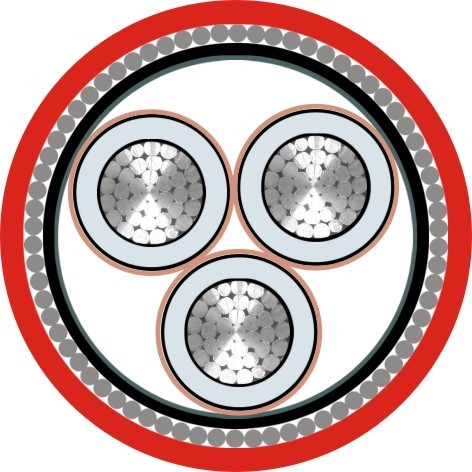 Buy High Voltage XLPE Insulated 3 Phase Armoured Cable With Copper Tape Screen at wholesale prices