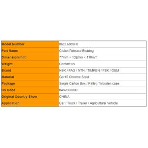 86CL6089F0 Hydraulic Clutch Release Bearing Units Automobile 77mm × 132mm ×