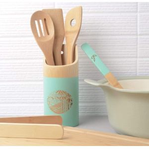 Bamboo Wooden Kitchen Utensil Set 6pcs Heavy Duty Rustresistant