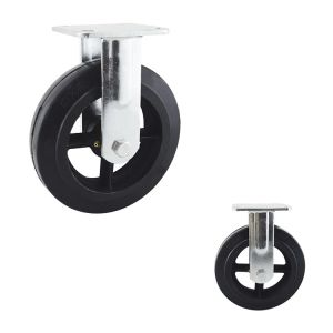 8" Iron Core Rubber Heavy Duty Casters Rigid Wheel Top Plate
