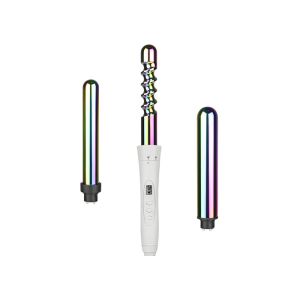 3 Barrel Interchangeable Curling Iron Set with Peacock Pattern Coated