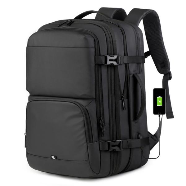 Buy Lightweight Customizable Logo Laptop Backpack for Business Travel Charging Unisex Anti-Theft Design in Fashionable Blue Black at wholesale prices