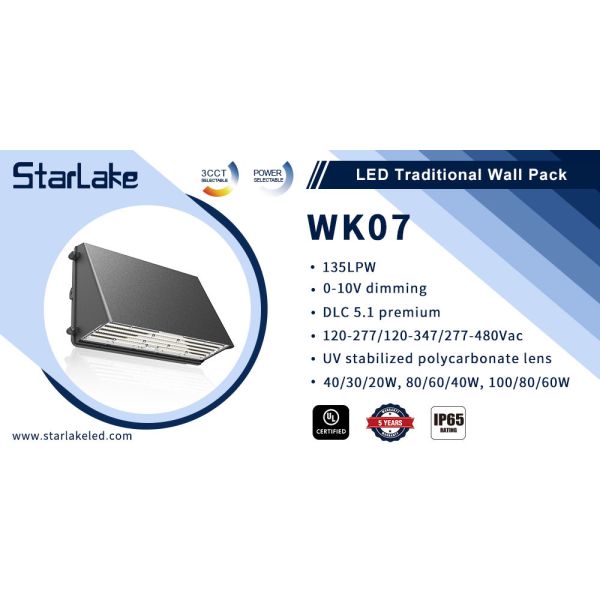 High End Wall Pack Full Cutoff Wall Mounted CCT And Power Selectable