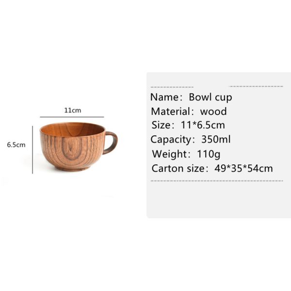 Chinese Style Burly Wooden Drinking Cups 220ML 350ML With Handle