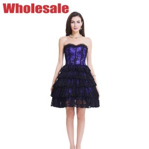 China Breathable Purple Black 2XL Bodycon Corset Mini Dress With Zipper on sale
