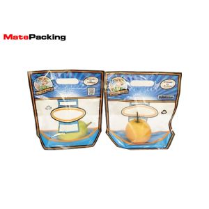 Custom Printing Vegetable Preserving Bags , Clear Handle Fruit Packaging Bags