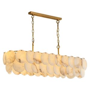 Natural Rectangle Marble Stone Pendant Light LED Living Room Alabaster