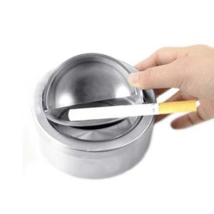 Stainless Steel Cigarette Ashtray Lid Silver Windproof Ashtray