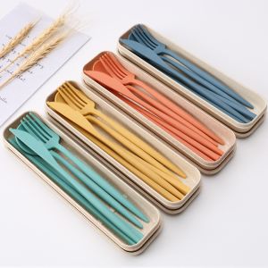 21*5.5cm OCPO Kitchen Flatware Sets Fork Spoon Knife Chopsticks Set With Case