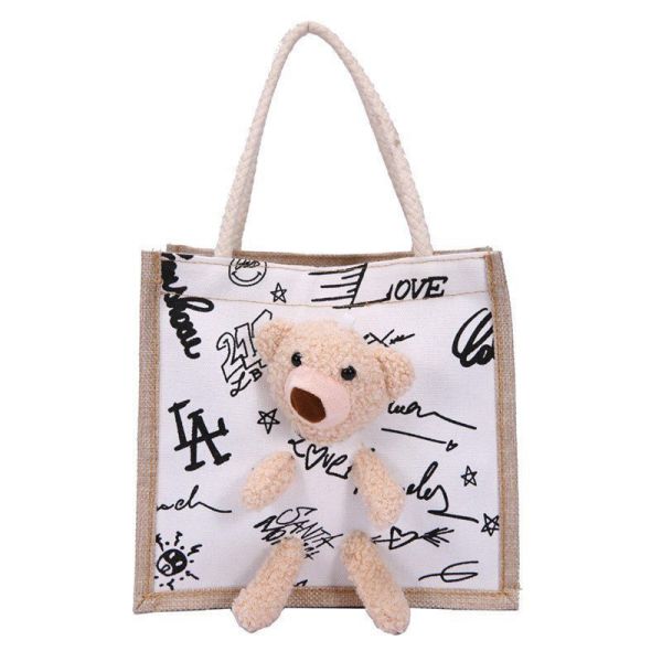 Cationic Polyester Fabric Personalized Shopping Totes Open 45cm White Black