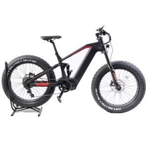 26" Electric Mountain Bike with Powerful Mid Drive and Full Suspension Carbon