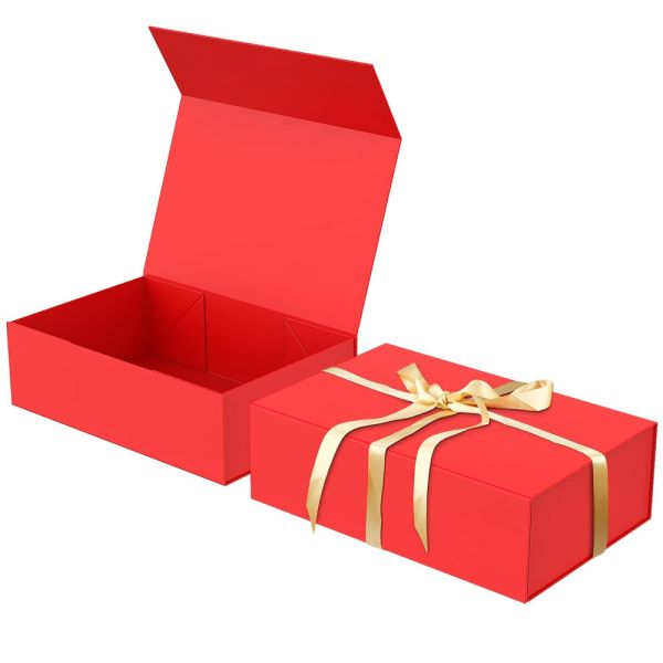 Gift Packaging Paper Box With Magnetic Lid Custom Print Folding Thick Magnetic Flip Close