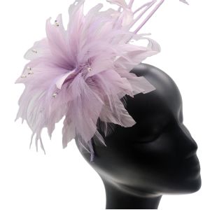 Graduation Occasion pink feather fascinator , Hackle Flower Feather Headband
