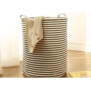 Quality Laundry basket storage bag large box customizable colors stripe Green blue Cotton Linen for sale