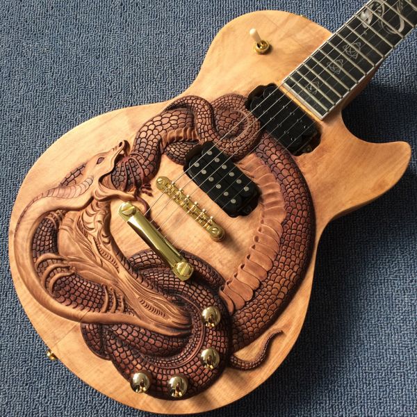 Buy Custom guitar, carved dragon pattern, ebony fingerboard, free shipping at wholesale prices