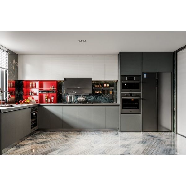 Luxury Stainless Steel Kitchen Storage System With Multiple Open Shelves