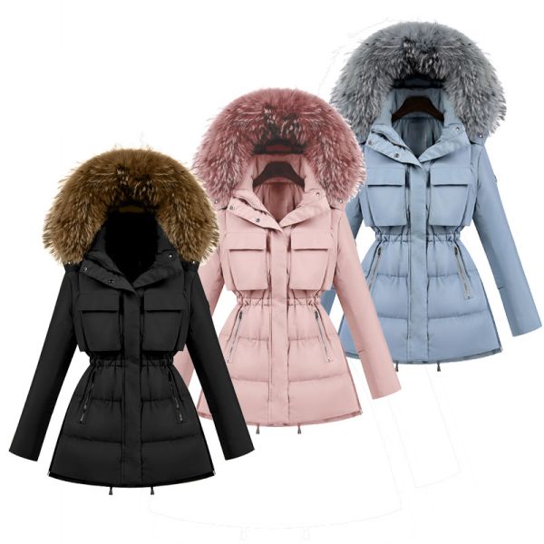 Buy Winter cheap long slim fit duck down feather jacket women at wholesale prices