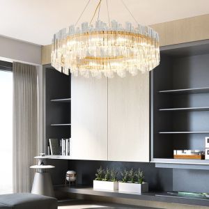 K9 Crystal E14 Luxury Pendant Lights Oval Shaped Ceiling Lights