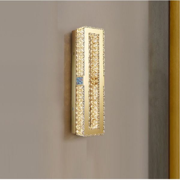 Rustproof Contemporary Gold Crystal Wall Sconce Lighting Electroplating Polishing