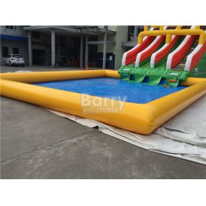 Custom Dinosaur Slide Inflatable Water Park With Pool For Summer