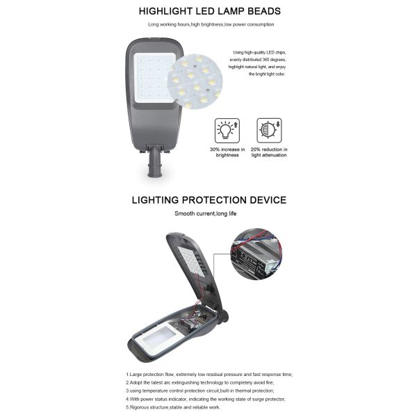 6500K LED Street Lamp Multi Power 120W 150W 180W Waterproof Outdoor