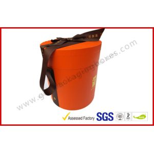 Round Luxury Gift Boxes / PVC Lamination Ribbon Gift Cylinder