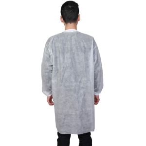 Nonwoven SMS Disposable Surgical Coat V Collar Pink Color