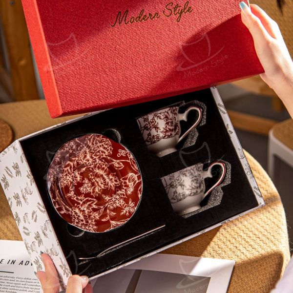 Mothers Day Cups Saucers Ceramic Drinkware Set With Plush Porcelain Cup And Saucer Plate
