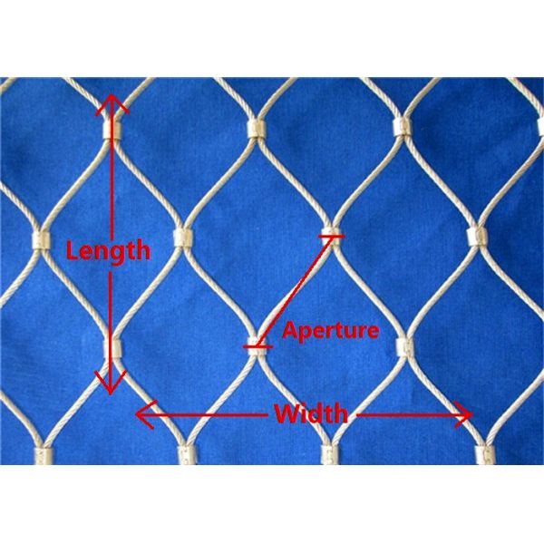 SS316 Ferrule Wire Rope Mesh , Size Customized Stainless Steel Rope Mesh