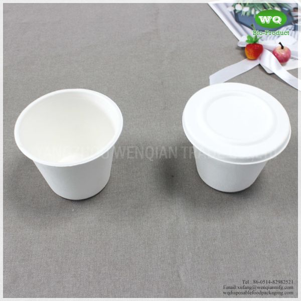 Buy 15oz(425ml) Biodegradable Bleached Sugarcane Bagasse  Cup With Lid -Easy Green Disposable Use Compostable Drinking Cup at wholesale prices