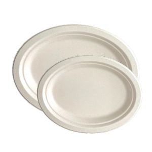 Buy cheap Compostable Sugarcane Bagasse Oval Pulp Packaging Oval Food Plates from wholesalers