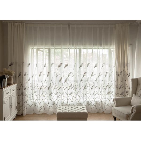 Buy Country Style white window curtains , Embroidered modern bedroom curtains at wholesale prices