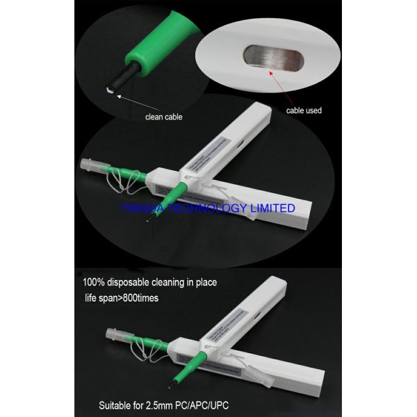 ST FC LC SC 2.5mm Optical Fiber Connector End-Face Cleaning Pen, One-Click Cleaner Pen 800 Times