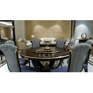Italian Luxury Round Dining Table With Rotating Centre