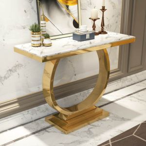 Quality Customized Rectangular Long Marble Top Entryway Table High 78cm for sale