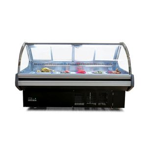 Multifunctional Glass Curved Refrigerated Deli Showcase Single Temperature Deep