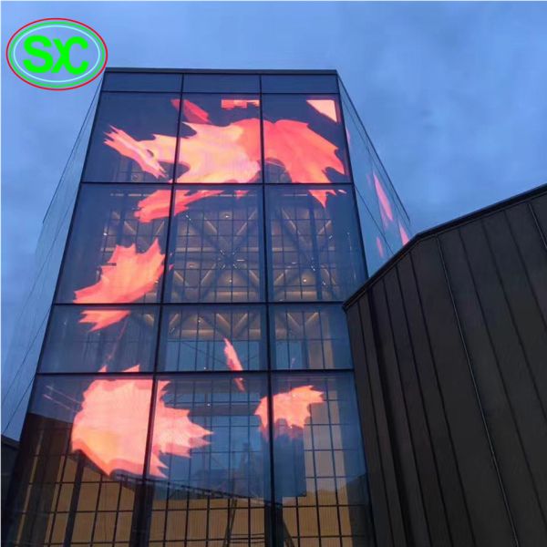 Buy Programmable Glass Transparent Led Curtain Display Wifi Poster Mesh HD P3.91 P7.82 at wholesale prices