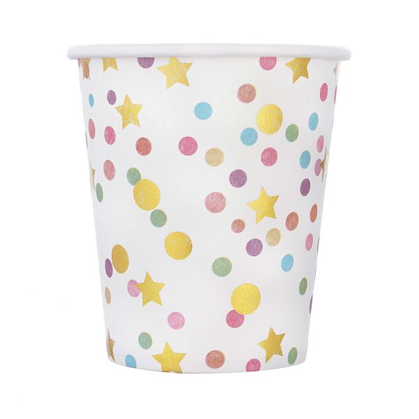 236.588ml 8Oz Colored Polka Dot Striped Christmas Themed Disposable Coffee Cups