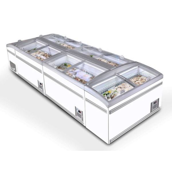Top Open Freezer Supermarket Refrigeration Sliding Glass Door Chest Island Freezer