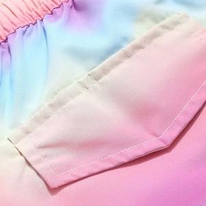 Summer Digital Print Rainbow Gradient Loose Shorts For Men And Women