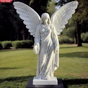 Outdoor Natural White Marble Crying Angel Statue